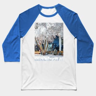 Rocking Chair on Porch in Winter Baseball T-Shirt